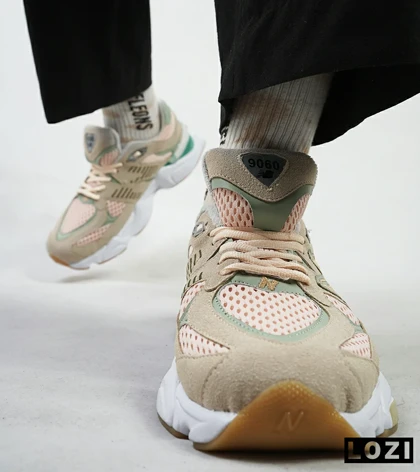 کفش کتانی بزرگ پا طوسی سبز گلبهی NEW BALANCE 9060