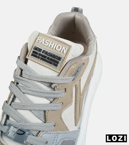 کفش کتانی مردانه سفید کرم طوسی FASHION مدل 7907