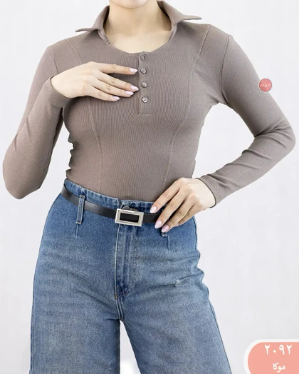 بلوز یقه دار جلو دکمه2092