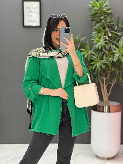 مانتو کتان یقه آمریکایی
