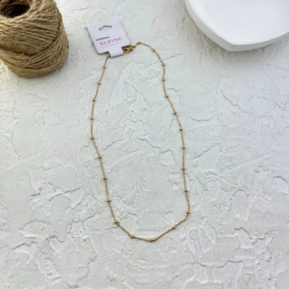 گردنبند زنانه ژوپینگ مدل لیما طرح طلا با زنجیر ظریف و آویزهای توپی