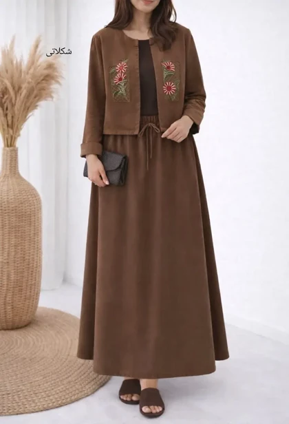 ست کت و دامن گلدوزی لینن آرامش