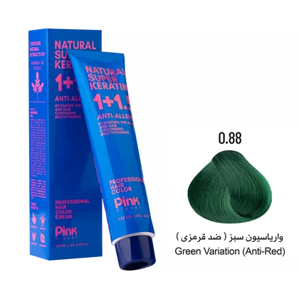 رنگ مو پینک ویژوآل شماره 0.88 رنگ واریاسیون سبز (ضد قرمزی) حجم 120 میلی لیتر