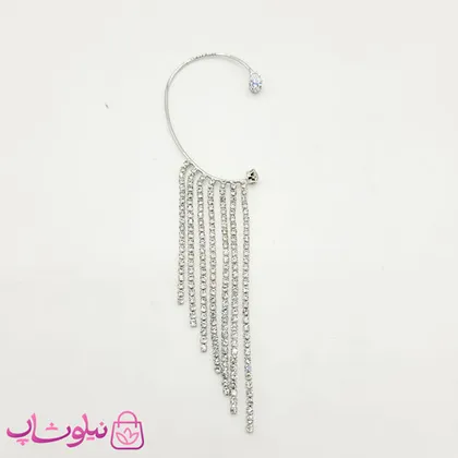 گوشواره زنانه دور گوش نگین‌دار نقره ای