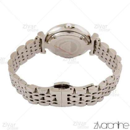 ساعت امپریو آرمانی زنانه صفحه نقره ای ایندکس نگین‌دار 104400