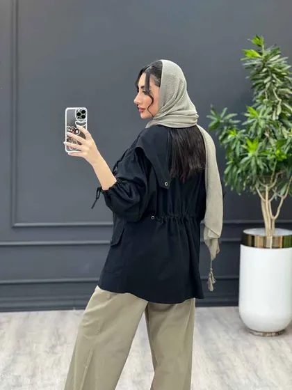 مانتو لینن آستین گت سرشونه ژیله