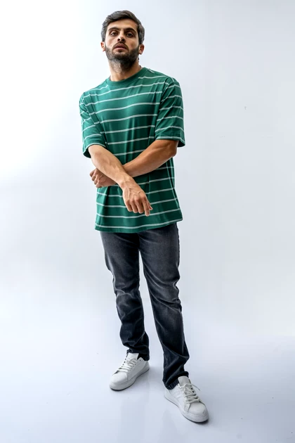 تیشرت آستین کوتاه راه راه مردانه