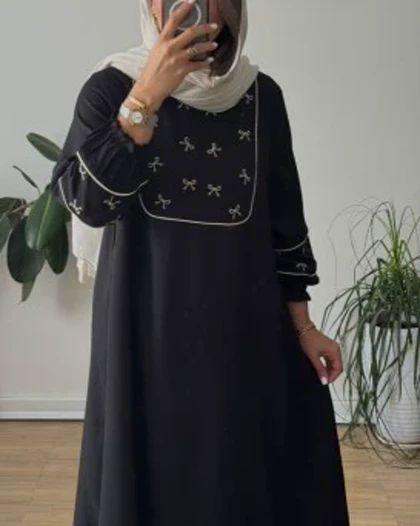 مانتو عبایی پاپیون مشکی