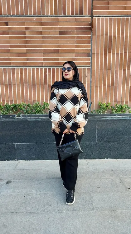 ست پلیور و شلوار چهارخانه زنانه ترک طرح مهرسا