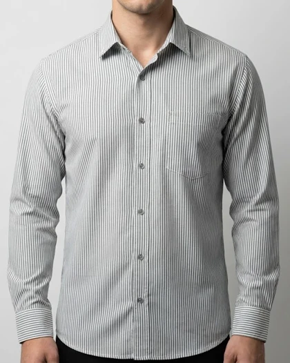 پیراهن مردانه راه راه آستین بلند نخ پنبه 618