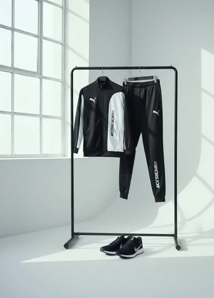 ست سویشرت شلوار مردانه مشکی مدل MotorSport+ کفش ورزشی مردانه Nike مدل Tigo زیره سفید