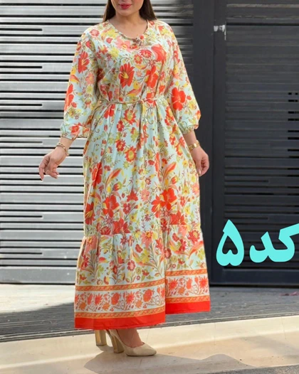 پیراهن فلور حاشیه‌دار بندی 6136