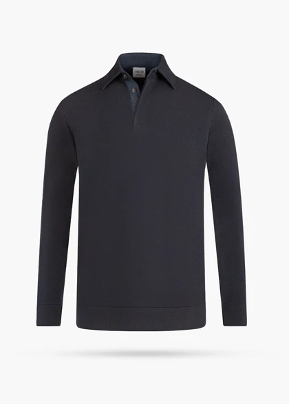 سلانیک یقه دار سه دکمه قهوه ای سرمه ای