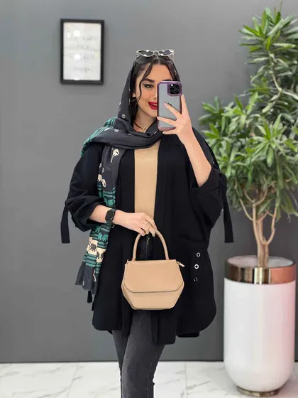 مانتو سرشونه بنددار جیب پرچی