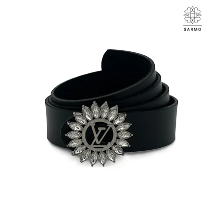 کمربند LV خورشیدی 3/5cm نقره ای