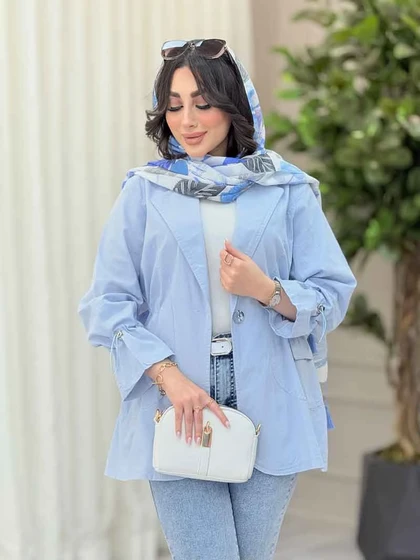 مانتو تک دکمه کمرگت دو جیب