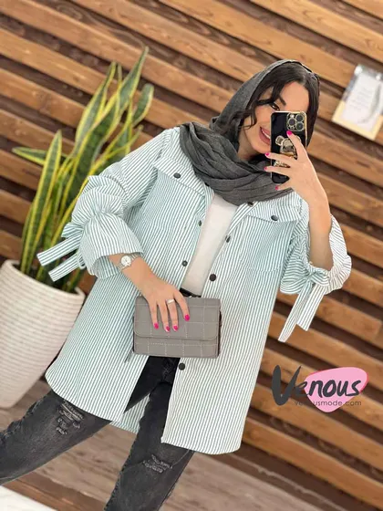 مانتو راه راه آستین کش