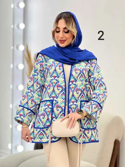 مانتو طرح دار نوار دوزی دو جیب