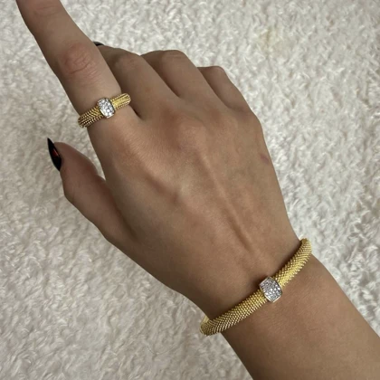 نیم ست بنگل و انگشتر طرح طلا