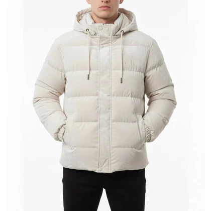 کاپشن مردانه، رنگ سفید پارچه مخمل سیلیکونی بسیار گرم و شیک 326