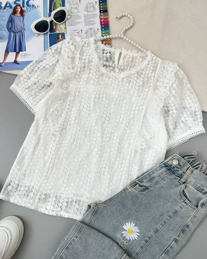 شومیز گیپور آستردار کد 4886