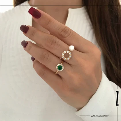 انگشتر نگین زمردی گرد