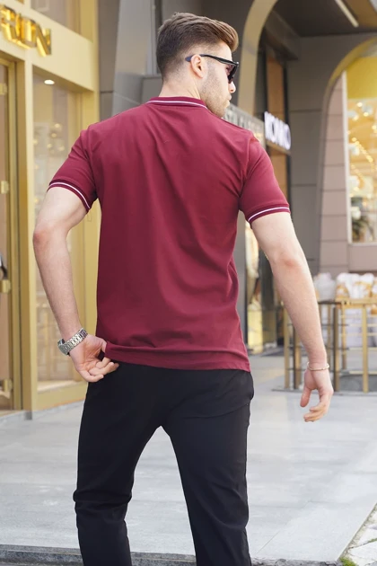 تیشرت مردانه یقه پولو Claret Red 6113 6113