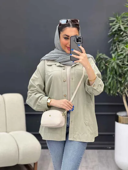 مانتو برش‌دار دو جیب روژین