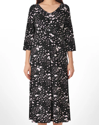 پیراهن آستین سه ربع گلباران زنانه