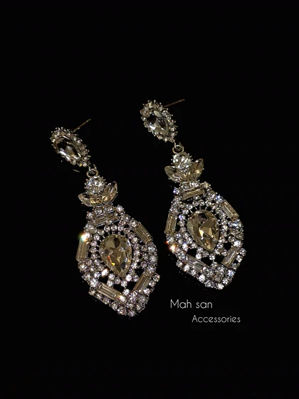 گوشواره جواهری عروس فول نگین کد 001
