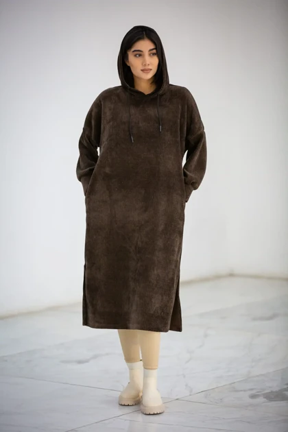 پالتو بیسکوییتی کلاهدار بلند