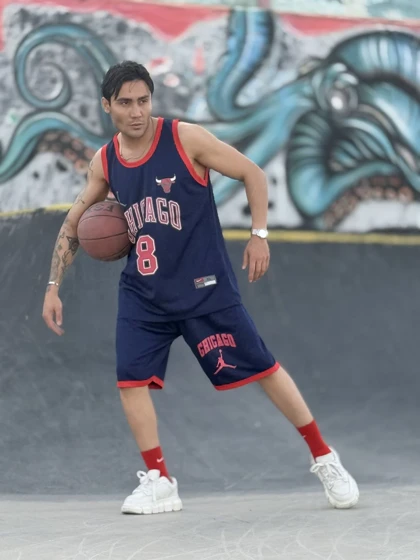 ست رکابی و شلوارک CHICAGO بسکتبالی بدنسازی سرمه ای