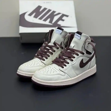 کفش نایک ایر جردن وان ساق‌دار امامنیر کرم قهوه‌ای Nike Air Jordan 1 High A Ma Maniére Cream Brown