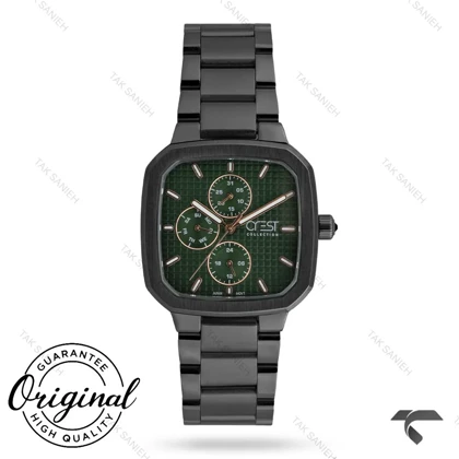 ساعت کرست مردانه 6370-2 صفحه سبز بند مشکی Crest-11061-G