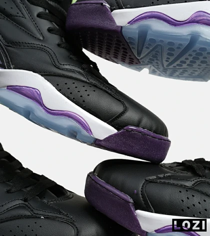 کفش کتانی ساق‌دار مردانه مشکی سبز بنفش Nike air jordan 6