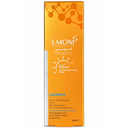 کرم ضد آفتاب رنگی امونی مدل Lucidient مناسب پوست نرمال و خشک SPF50+ حجم 50ml