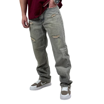 شلوار جین بگ مردانه طوسی کد 5