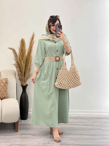 پیراهن جلو دکمه دو جیب