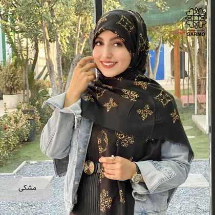 روسری نخ پنبه گل وی پلنگی