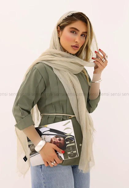 شومیز جلو پیله کمر بندی کد1005725