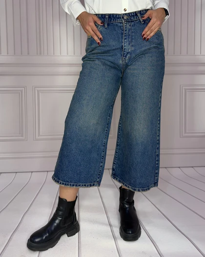 خرید شلوار جین واید لگ آبی تینت زنانه Women's Tint Blue Wide Leg Jeans کد 90703