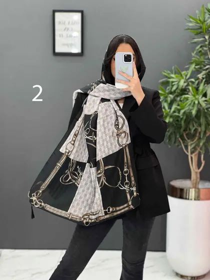 شال حریر نخ طرح گوچی