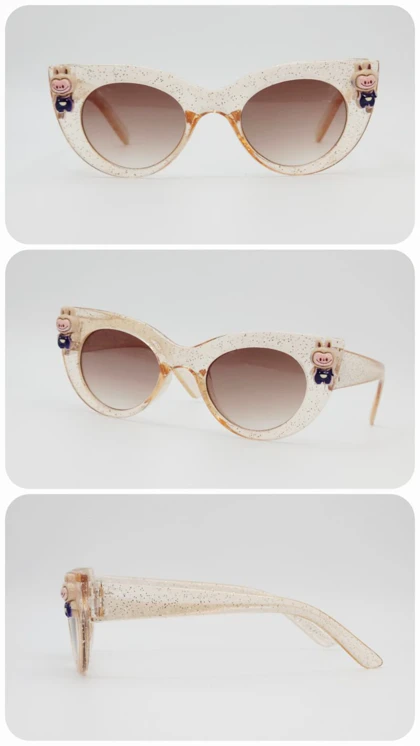 عینک آفتابی بچگانه طرح گربه‌ای عروسک‌دار با شیشه‌های ضد اشعه UV