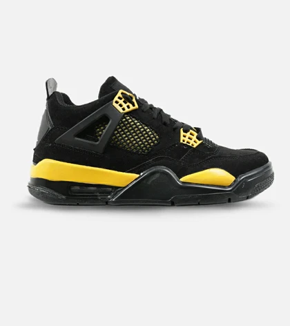 کفش کتانی ساق‌دار مردانه مشکی زرد Nike air jordan 4