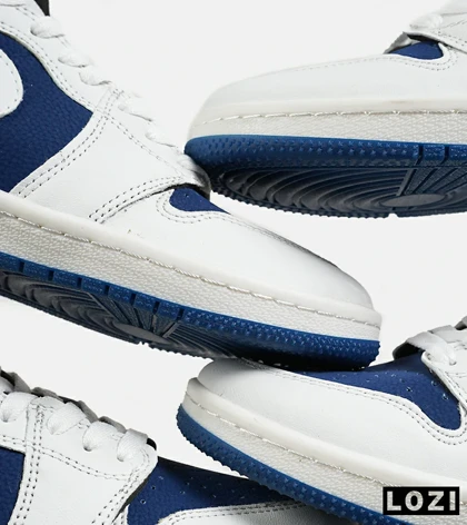 کفش کتانی مردانه و زنانه ساق‌دار سفید آبی زرد NIKE jordan 1