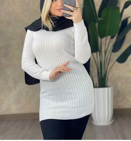 بلوز بافت طرح مارپیچ یقه گرد آستین بلند زنانه کد 1462