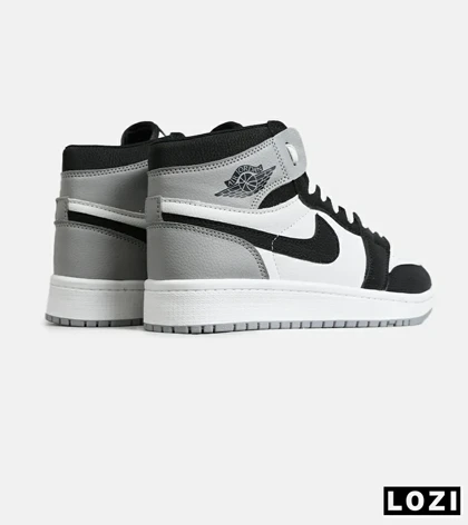 کفش کتانی ساق‌دار مردانه و زنانه سفید مشکی طوسی NIKE jordan 1 مدل 7688