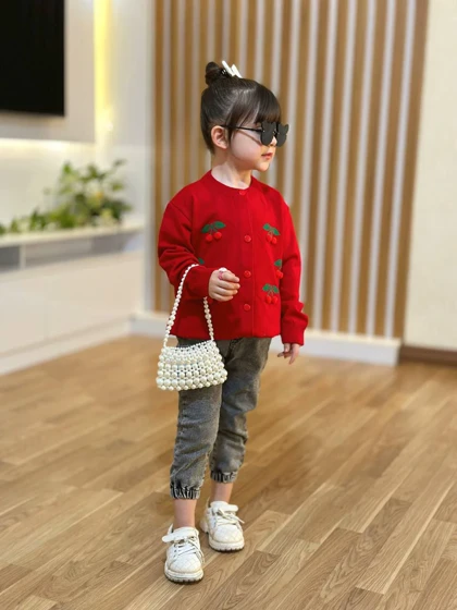 ژاکت بافت دخترانه گیلاس