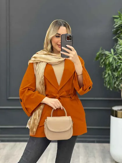 مانتو لینن دو جیب آستین پاگن