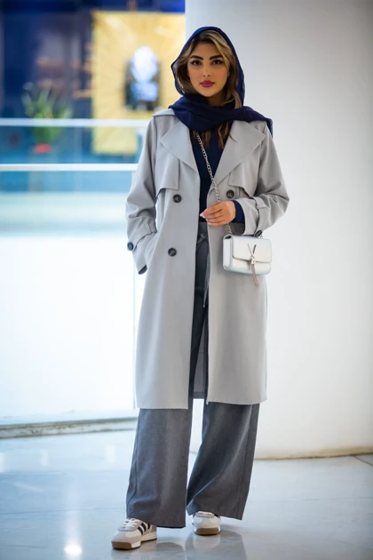 مانتو بزایاق بلند ژیله دار